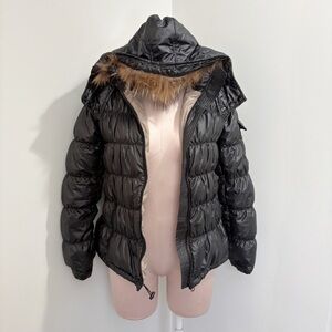 Unbranded Puffer Jacket Removable Raccoon Fur Trim Size Small Removable Hood